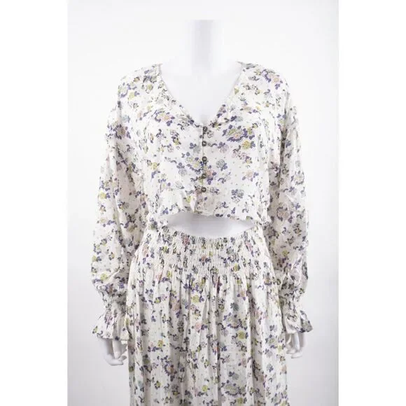 Free People Womens Secret Garden Maxi Skirt & Crop Top Set S Small Floral NWT - Picture 2 of 16
